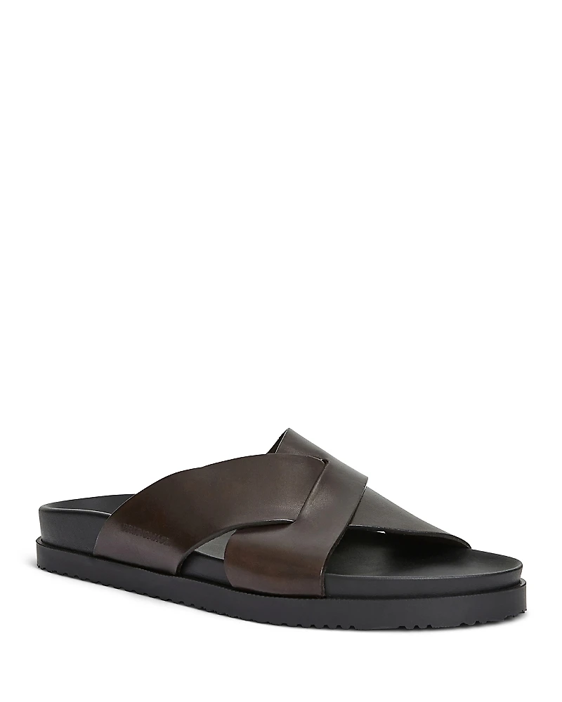 Bruno Magli Men's Bologna Double Strap Woven Slip On Slide Sandals