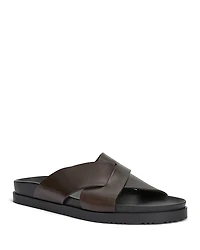 Bruno Magli Men's Bologna Double Strap Woven Slip On Slide Sandals