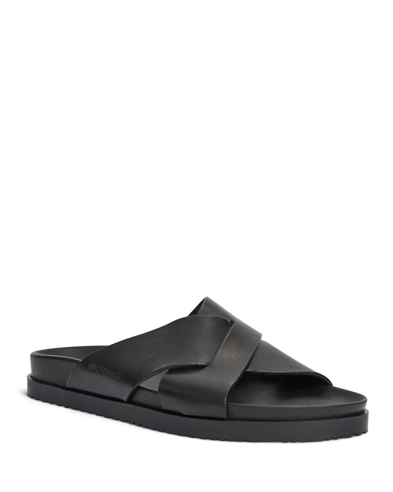 Men's Bologna Double Strap Woven Slip On Slide Sandals