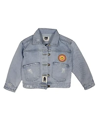 Petite Hailey Girls' Patched Denim Jacket - Little Kid