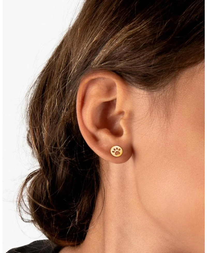 Girls' 14K Gold Paw Print Stud Earrings - Baby, Little Kid, Big Kid