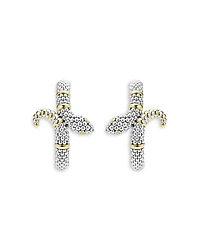 18K Yellow Gold & Sterling Silver Rare Wonders Caviar Bead Snake Hoop Earrings