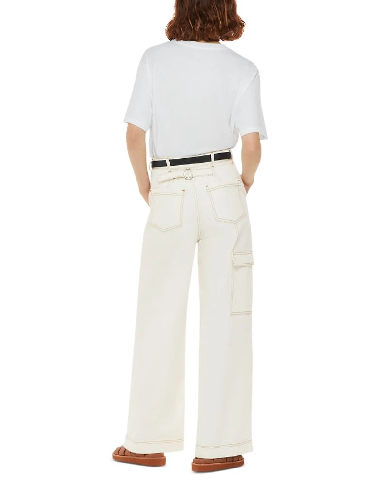 Wide Leg Cargo Jeans White