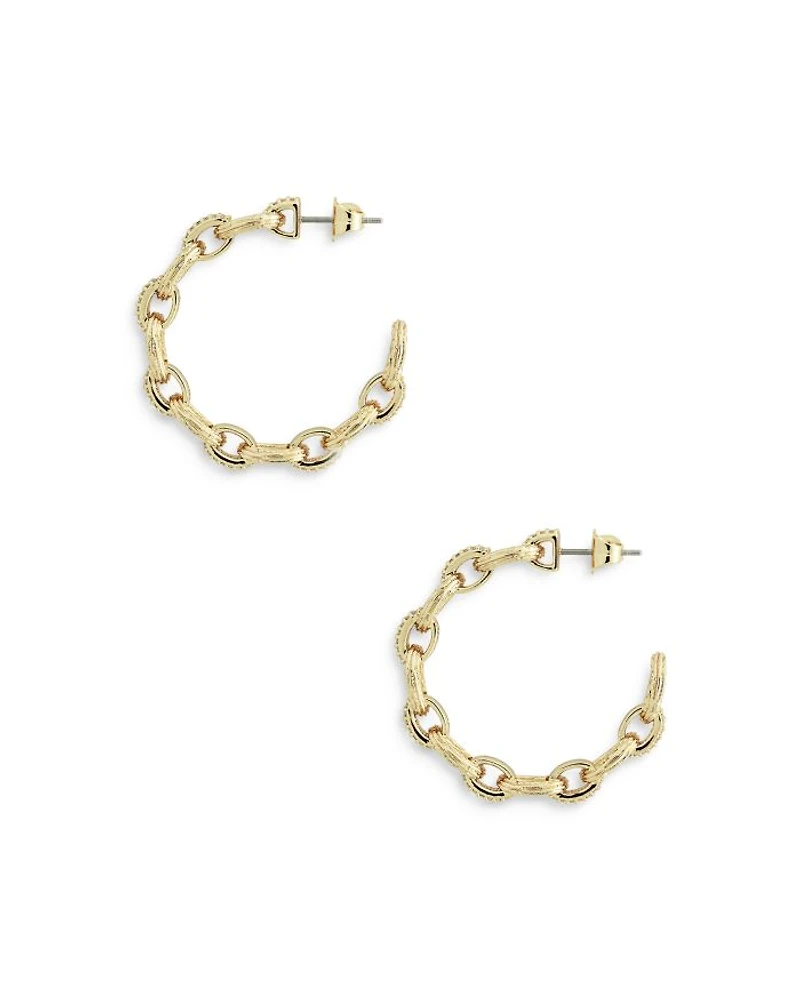 Enchanted Forest Chain Hoop Earrings in 18K Gold Plated