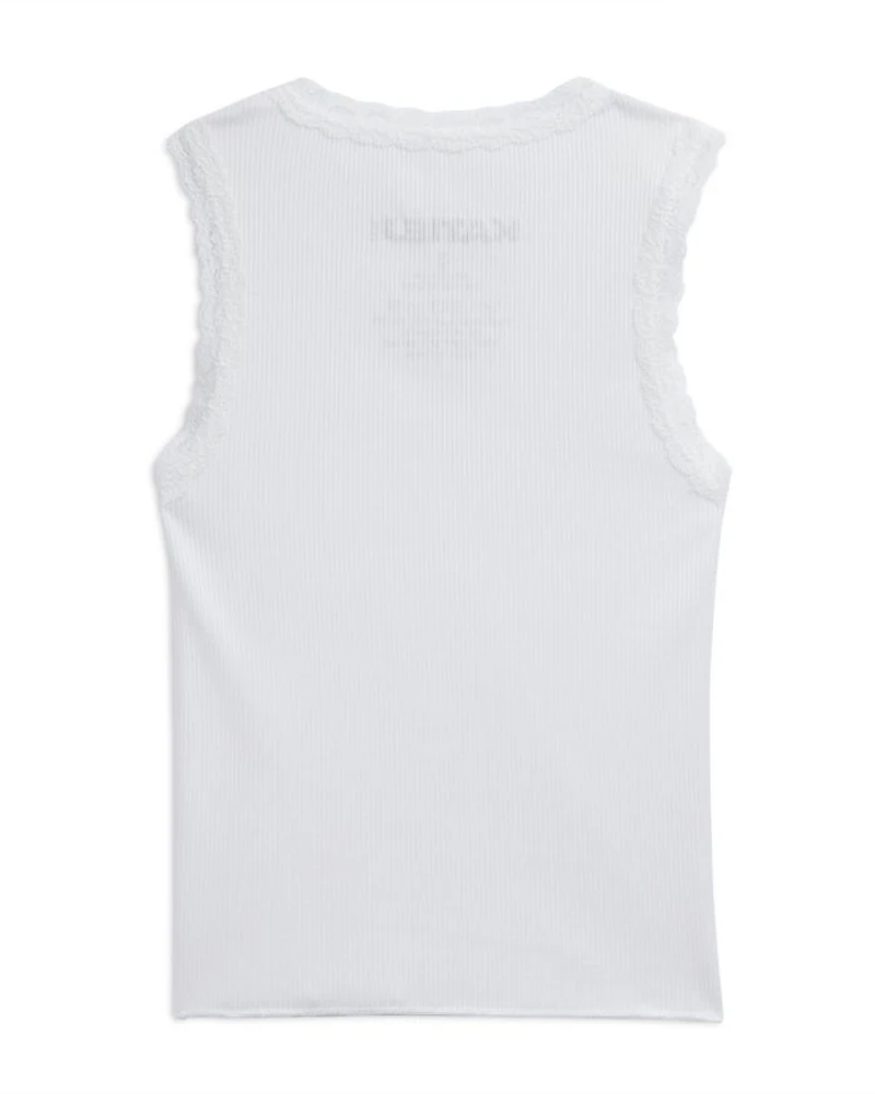 Girls' Rose Lace Trim Tank Top - Big Kid