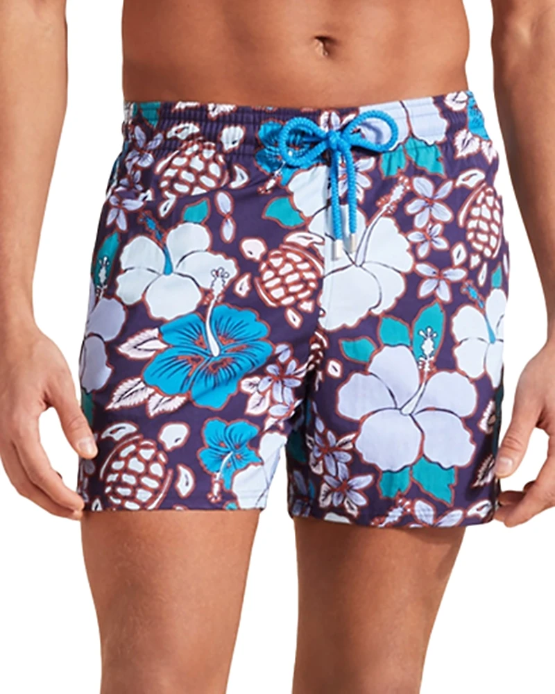 Vilebrequin Moorise Tropical Turtles Stretch 4.5 Inseam Swim Trunks