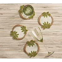 Oasis Coasters in Ivory, Green and Gold, Set of 4