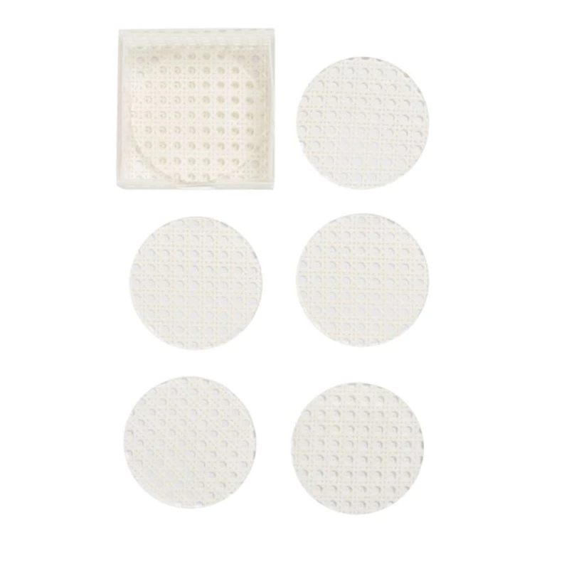 Reed Coasters in White and Caddy, Set of 6