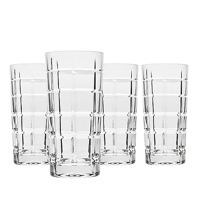 Godinger Radius Plaid Highball Glasses, Set of 4