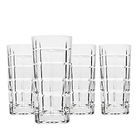 Godinger Radius Plaid Highball Glasses, Set of 4