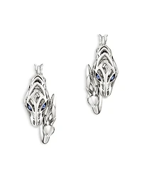 Sterling Silver Naga Blue Sapphire Dragon Small Hoop Earrings