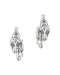 John Hardy Sterling Silver Naga Blue Sapphire Dragon Small Hoop Earrings