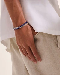 Sterling Silver Heishi Lapis Lazuli Beaded Double Wrap Bracelet