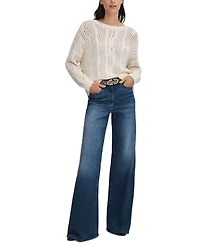 Petite Ameria Wide Leg Jeans Mid Blue
