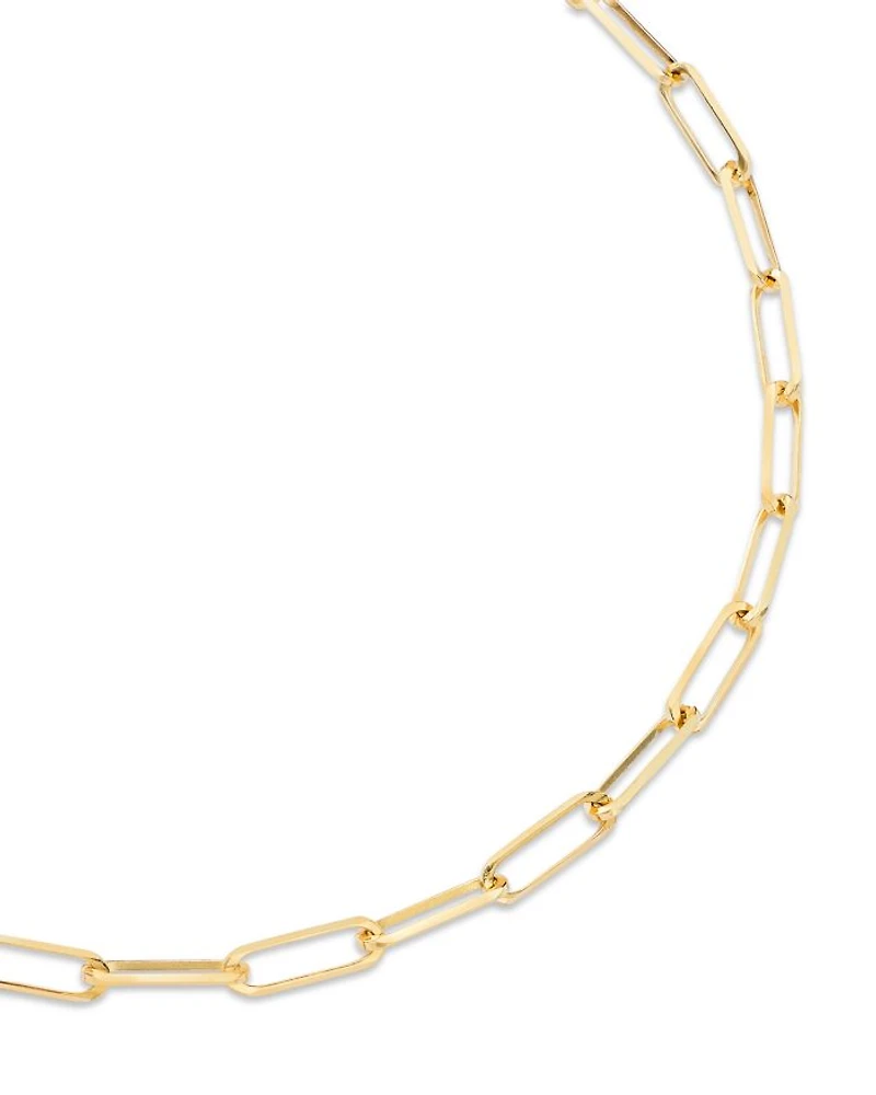14K Yellow Gold Simple Gold Paperclip Link Chain Bracelet
