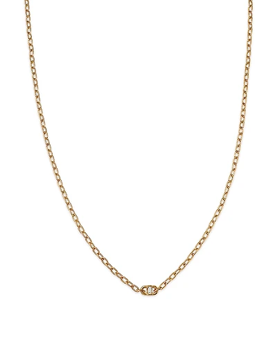 Zoe Chicco 14K Yellow Gold Baguette Diamonds Diamond Baguette Oval Link Necklace, 14-16