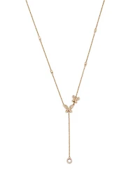 14K Yellow Gold Diamond Butterfly Lariat Necklace, 18"