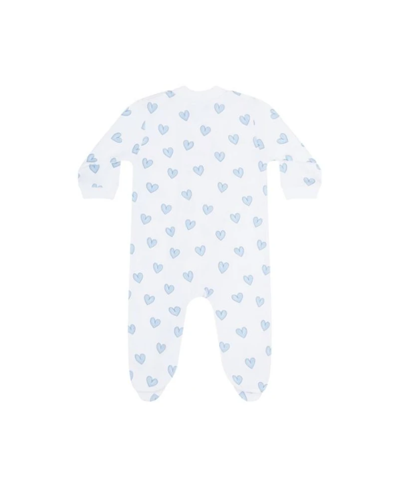 Girls' Blue Heart Print Zipper Footie - Baby