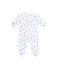 Girls' Blue Heart Print Zipper Footie - Baby