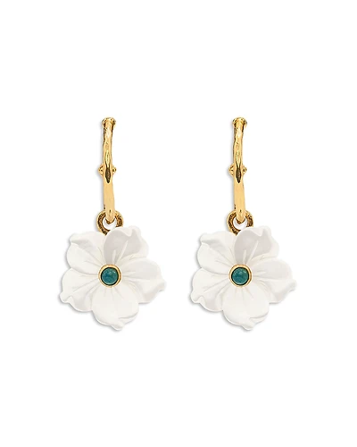Capucine De Wulf Mermaid Garden Mother of Pearl Flower Charm Drop Earrings
