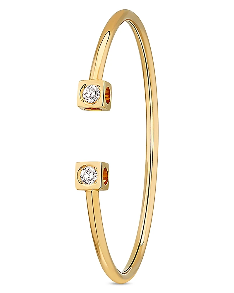 Dinh Van 18K Yellow Gold Le Cube Diamant Diamond Cuff Bangle Bracelet