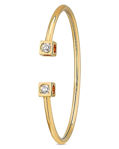 Dinh Van 18K Yellow Gold Le Cube Diamant Diamond Cuff Bangle Bracelet