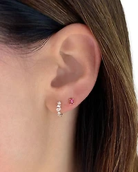 14K Yellow Gold Multi Faceted Diamond Huggie Hoop Earrings