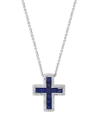 Bloomingdale's Fine Collection Sapphire and Diamond Cross Pendant Necklace