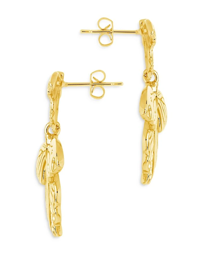 Rowena Butterfly Drop Earrings in 14K Gold Plated