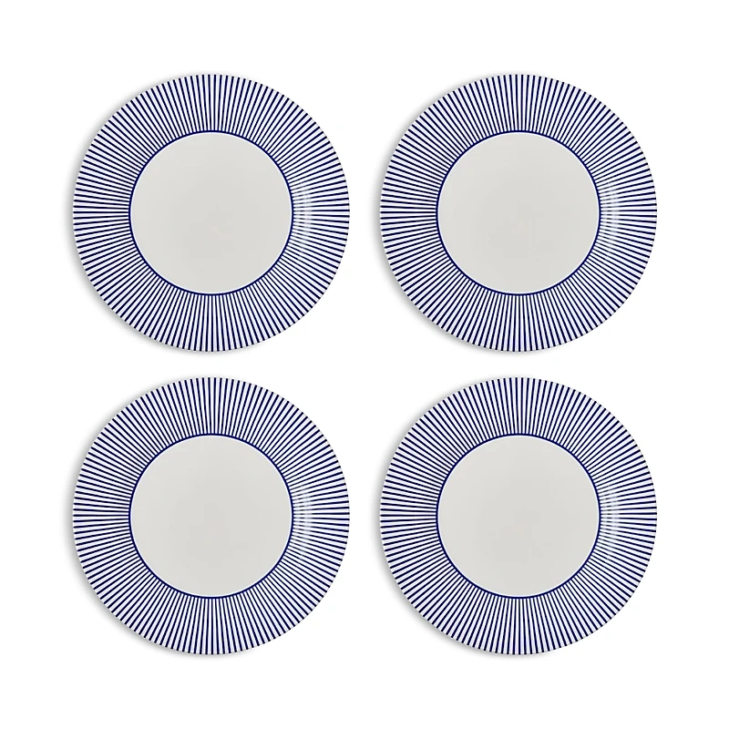 Spode Blue Italian Steccato Dinner Plates, Set of 4