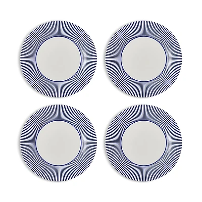 Spode Blue Italian Steccato Dinner Plates, Set of 4