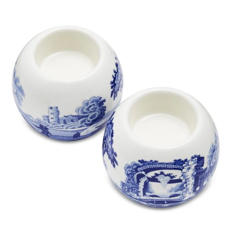 Blue Italian Tealight Holders, Set of 2