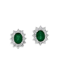 Bloomingdale's Fine Collection Emerald & Diamond Halo Starburst Stud Earrings