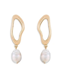 Ettika Oval Baroque Pearl Drop Earrings
