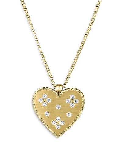 Roberto Coin 18K Yellow Gold Venetian Princess Diamond Heart Pendant Necklace