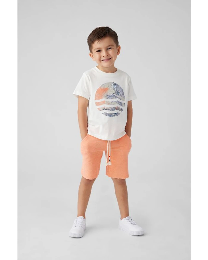 Unisex Coral Palm Waves Cotton Tee - Little Kid, Big Kid