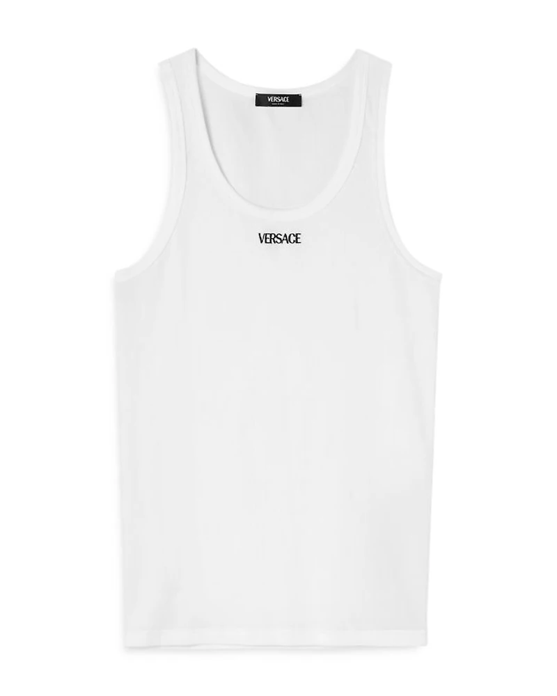 Cotton Blend Ribbed Logo Embroidered Tank