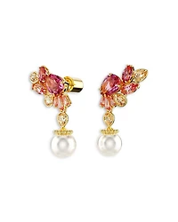 Gema Sakura Imitation Pearl & Crystal Mixed Cut Drop Earrings