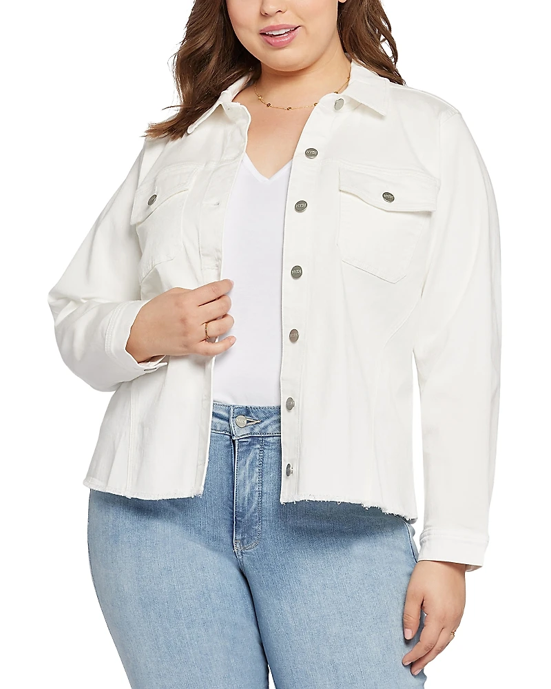 Nydj Plus Frayed hem Denim Jacket