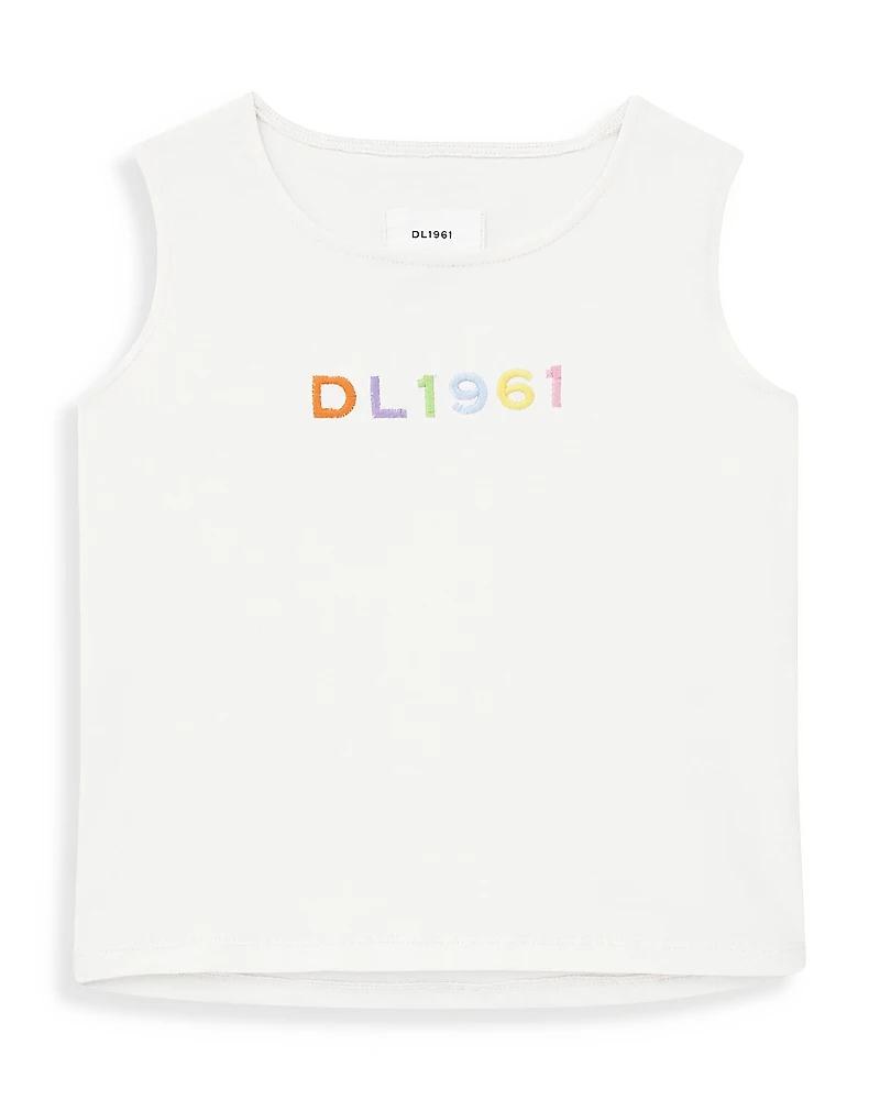 DL1961 Girls' Marcie Cotton Logo Embroidered Tank - Little Kid