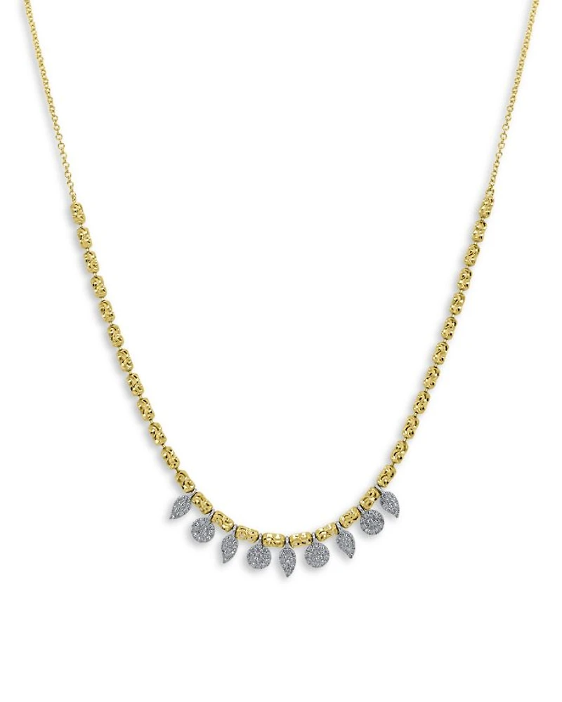 14K Yellow Gold Dainty Diamond Charm Necklace, 18"