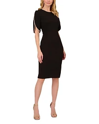 Pearl Trim Crepe Midi Dress