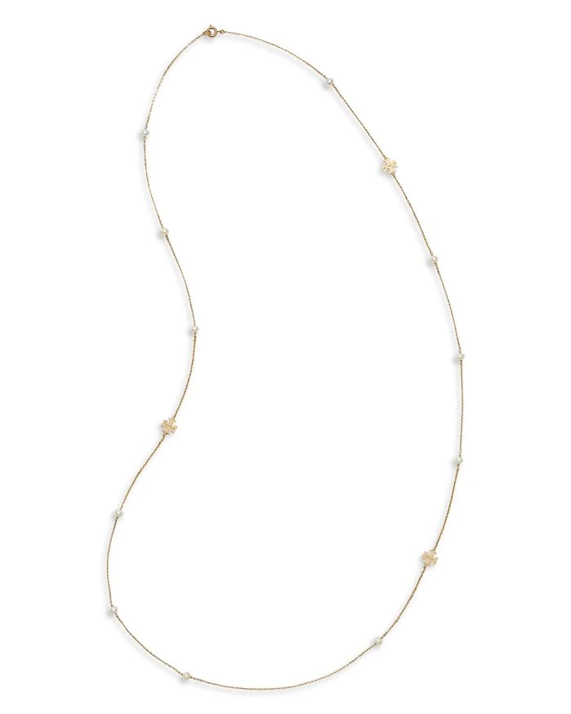 Kira Cultured Pearl & T Monogram Strand Necklace, 38"