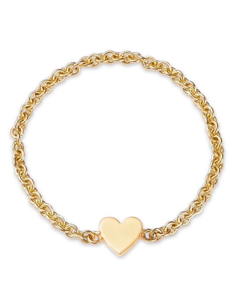 14K Yellow Gold Itty Bitty Symbols Heart Chain Ring