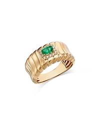Bloomingdale's Fine Collection Emerald & Diamond Ridged Statement Ring