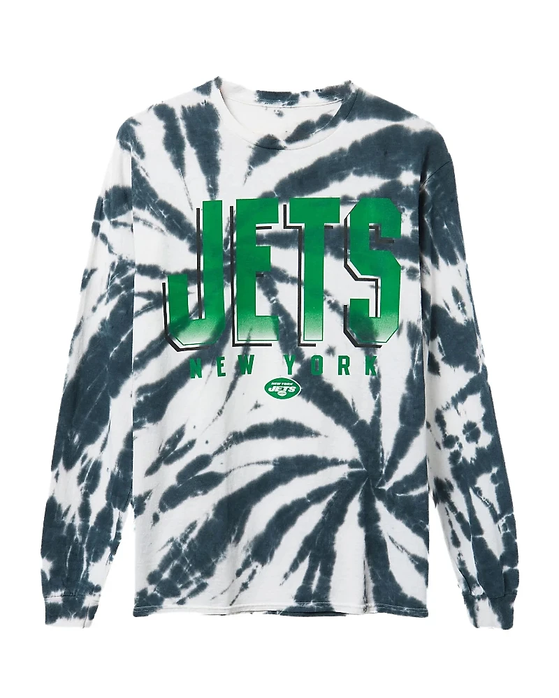 Junk Food Clothing Unisex Nfl New York Jets Game Time Tie Dye Long Sleeve