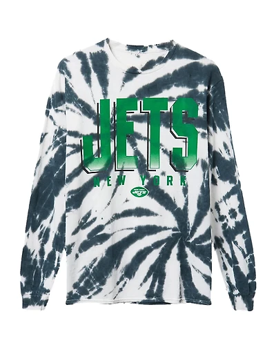 Junk Food Clothing Unisex Nfl New York Jets Game Time Tie Dye Long Sleeve