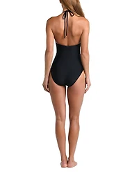 Leila Solid Halter Neck One Piece Swimsuit