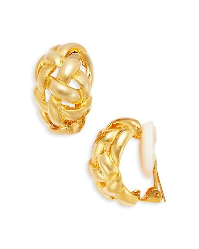 Weave Dome Clip On Earrings