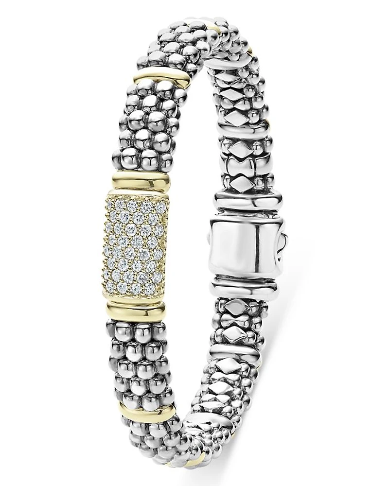 Lagos Caviar Oval Rope Bracelet with 18 Kt. Stations and Diamonds